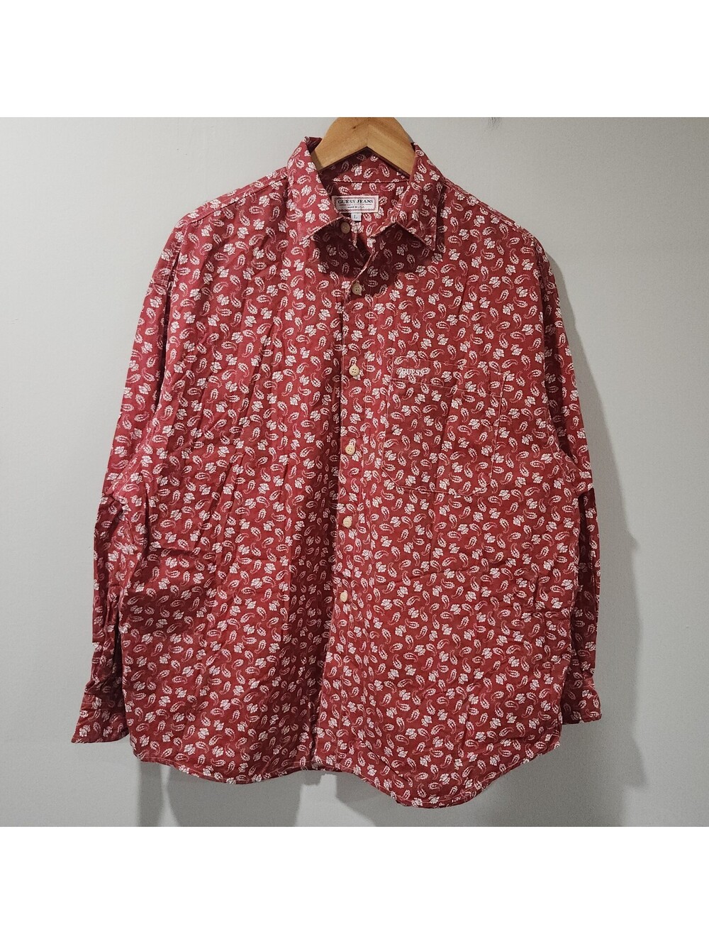 Vintage Guess Jeans Paisley Western Cowboy Preppy Classic Button Up Large USA - Picture 2 of 6
